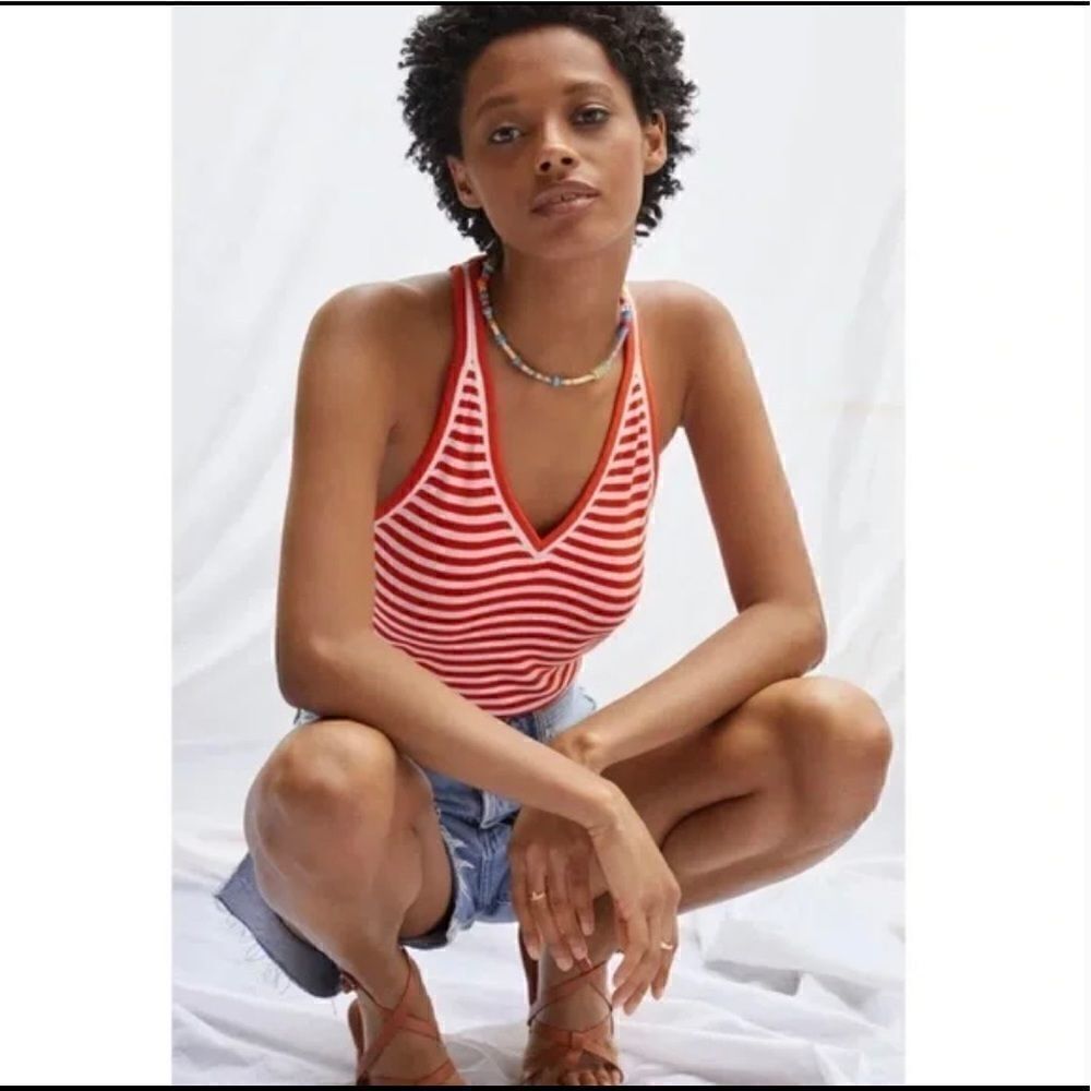 Anthropologie I Maeve V-Neck Tank Red Stripe